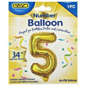 GSD Gold Foil Balloon - 34" - Number 5