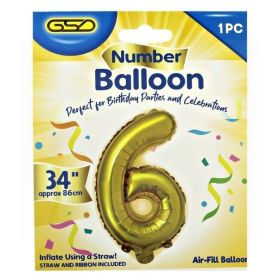 GSD Gold Foil Balloon - 34" - Number 6