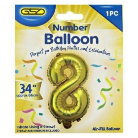 GSD Gold Foil Balloon - 34" - Number 8