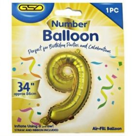 GSD Gold Foil Balloon - 34" - Number 9