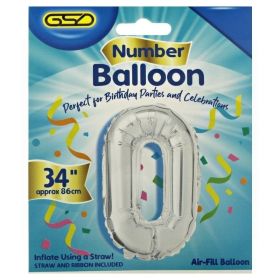 GSD Silver Foil Balloon - 34" - Number 0
