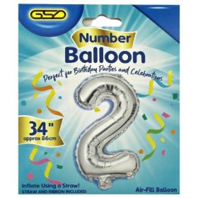 GSD Silver Foil Balloon - 34" - Number 2