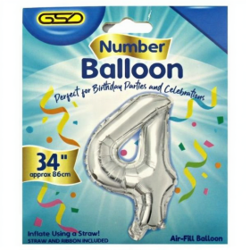 GSD Silver Foil Balloon - 34" - Number 4