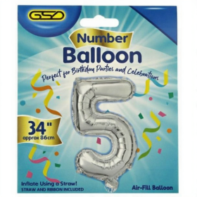 GSD Silver Foil Balloon - 34" - Number 5