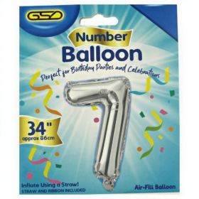 GSD Silver Foil Balloon - 34" - Number 7