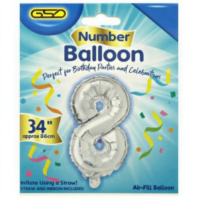 GSD Silver Foil Balloon - 34" - Number 8