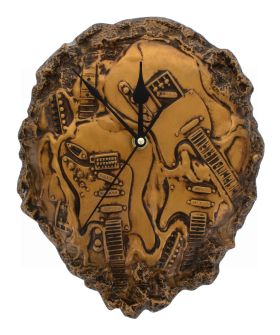 BRONZE EFFECT GUITAR SCULPTURE CLOCK