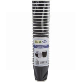 PPS Black Hot Ripple Wall Disposable Cups - 12oz - Pack of 25