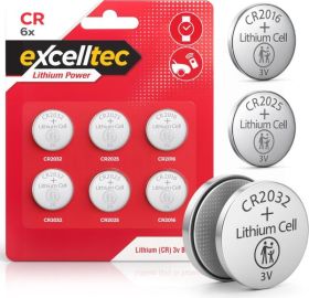 Excelltec Lithium Power Coin Batteries - Assorted - Pack of 6