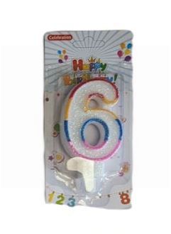 Celebrations Birthday Candle - Age Six - 9cm