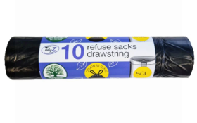 TidyZ Drawstring Refuse Sacks - 50L - Pack of 10