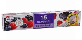 Tidyz Resealable Freezer Bags - 25 x 25cm approx. - Pack Of 15