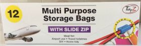 Tidyz Multi Purpose Storage Bags with Slide Zip - 20 x 20cm - Pack Of 12 