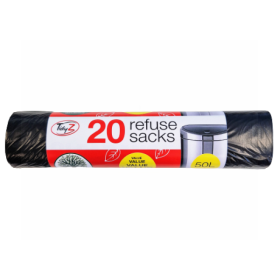 Tidyz Extra Value Refuse Sacks - 50L - Black - Pack of 20