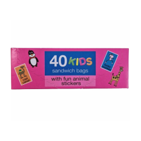 TidyZ Kids Sandwich Bags with Fun Animal Stickers - Pack of 40