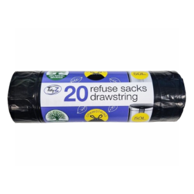 TIDYZ DRAWSTRING REFUSE SACKS - 50L - PACK OF 20