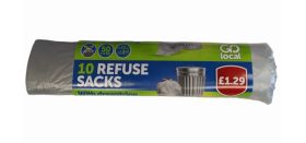 Go Local Drawstring Refuse Sacks - 76 x 124cm - 50L - Pack of 10 - Price Marked £1.29