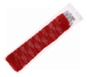 RED LONG LACE GLOVES FINGERLESS