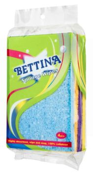Bettina Highly Absorbent Sponge Wipes - Assorted Colours - Pack of 4