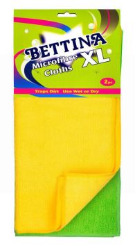 Bettina Microfibre Cleaning Cloths - Assorted Colours - XL - Pack Of 2 