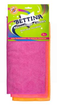 Bettina Anti-Bacterial Treated Microfibre Cloths - Assorted Colours - Pack of 3