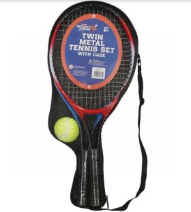 Twin Metal Tennis Racket Set with Tennis Ball and Case