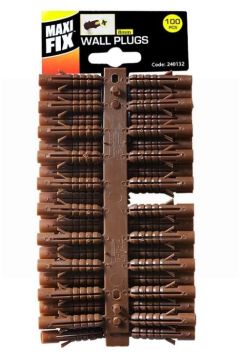 Maxi fix Wall Plugs - Brown - 8mm - Pack of 100