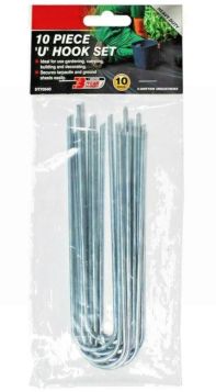 Dekton Heavy Duty Metal U Hook Set - 15cm - Pack of 10