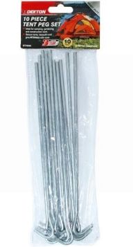 Dekton Heavy Duty Tent Peg Set - 23cm - Pack of 10