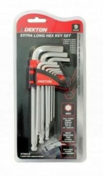 Dekton 9 Piece Heat Treated Long Hex Key Set with Key Holder