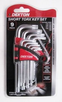 Dekton 9 Piece Heat Treated Long Torx Key Set with Key Holder
