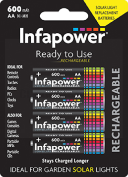 Infapower AA Longlife Rechargeable Batteries 600mAh - Pack of 4