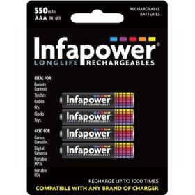 Infapower AAA Longlife Rechargeable Batteries 550mAh - Pack of 4