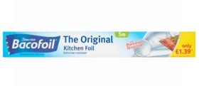 Bacofoil The Original Kitchen Foil - Extra Tear Resistant - 5m x 30cm - Price Marked £1.39