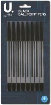 Ballpoint Pens - Black - Pack Of 8