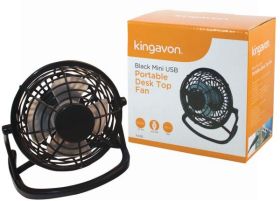 Kingavon Mini USB Portable Desk Top Fan - Black - 5V