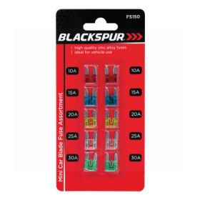 Blackspur Mini Car Blade Fuse Assortment - Pack of 10