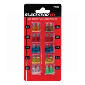Blackspur Car Blade Fuse Assortment - Pack of 10