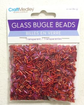 GLASS BUGLE BEADS ROUGE TINTS