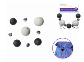 SMOOTH ACRYLIC BEADS BLACK 9 PC