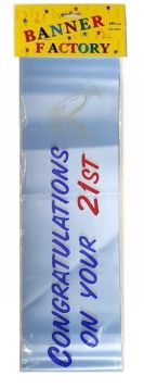 CONGRATULATIONS ON YOUR 21TH BLUE BANNER WITH CARD