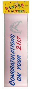 CONGRATULATIONS ON YOUR 21TH PINK BANNER WITH CARD
