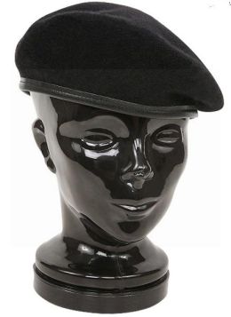 BLACK WOOL BERET HAT SIZE 59
