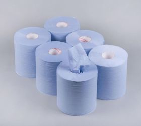 Active Multi Purpose Kitchen Cleaning Towel Paper Centre Feed Tissue Rolls - Blue - 60 Metres - 2 Ply - Extra Strong/Absorbent 
