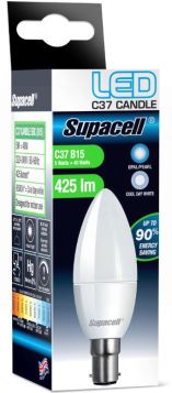 Supacell Led C37 Sbc (B15) Candle Light Bulb - Opal/Pearl - Cool White