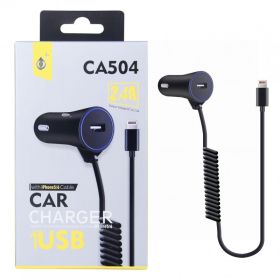 One Plus Car Charger Single USB + Lightning Cable - 2.4A - Black