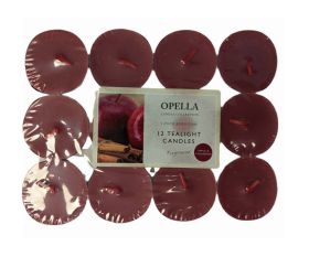 Opella Fragranced/Scented Tea Lights / Candles - Apple & Cinnamon - Pack Of 12