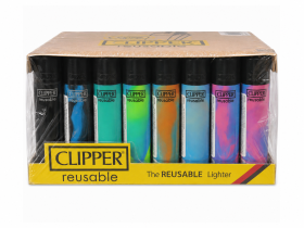 Clipper Reusable Flint Lighters - Nebula Colours - 40 pack