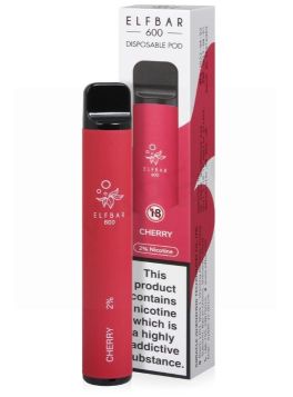 Elf Bar E-Cig Disposable Pod Device - Cherry - 2% Nicotine - 600 Puffs 