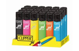 CLIPPER JET FLAME WIND PROOF LIGHTERS - SHINY COLOURS - ASSORTED - PACK OF 24